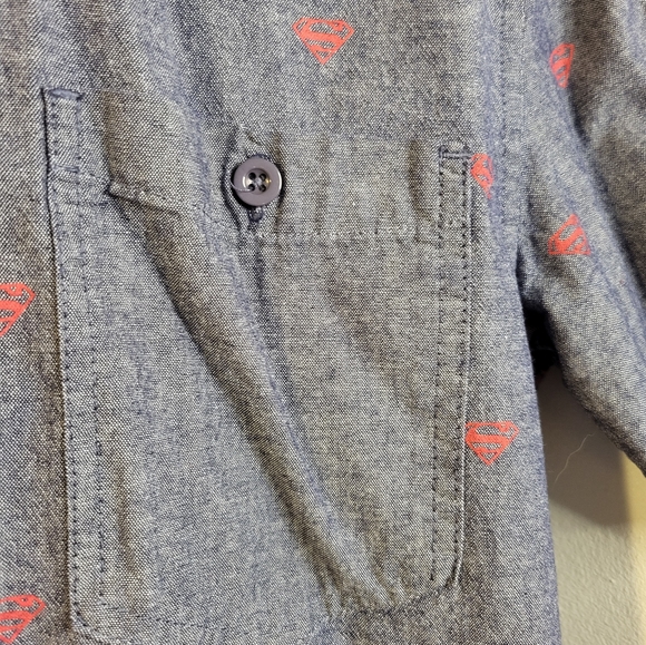 Superman Short Sleeved Button Up Patterned Shirt - Picture 3 of 8